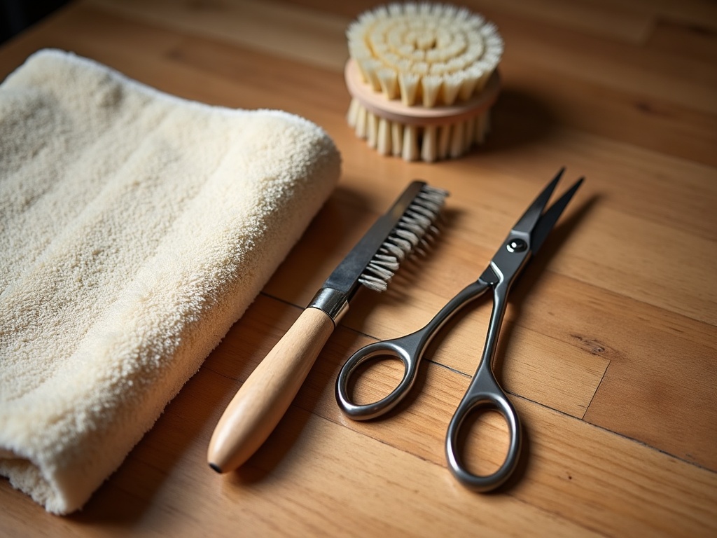 Grooming tools laid out neatly at the studio