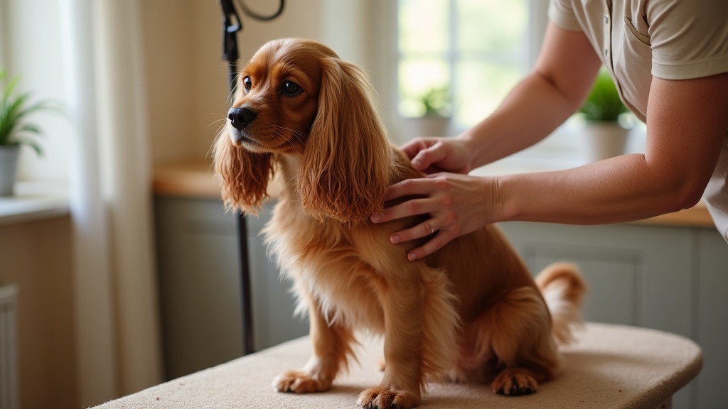 A dog being gently groomed at The Grooming Co Lapstone