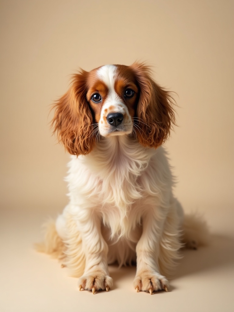 A freshly groomed dog looking calm and content
